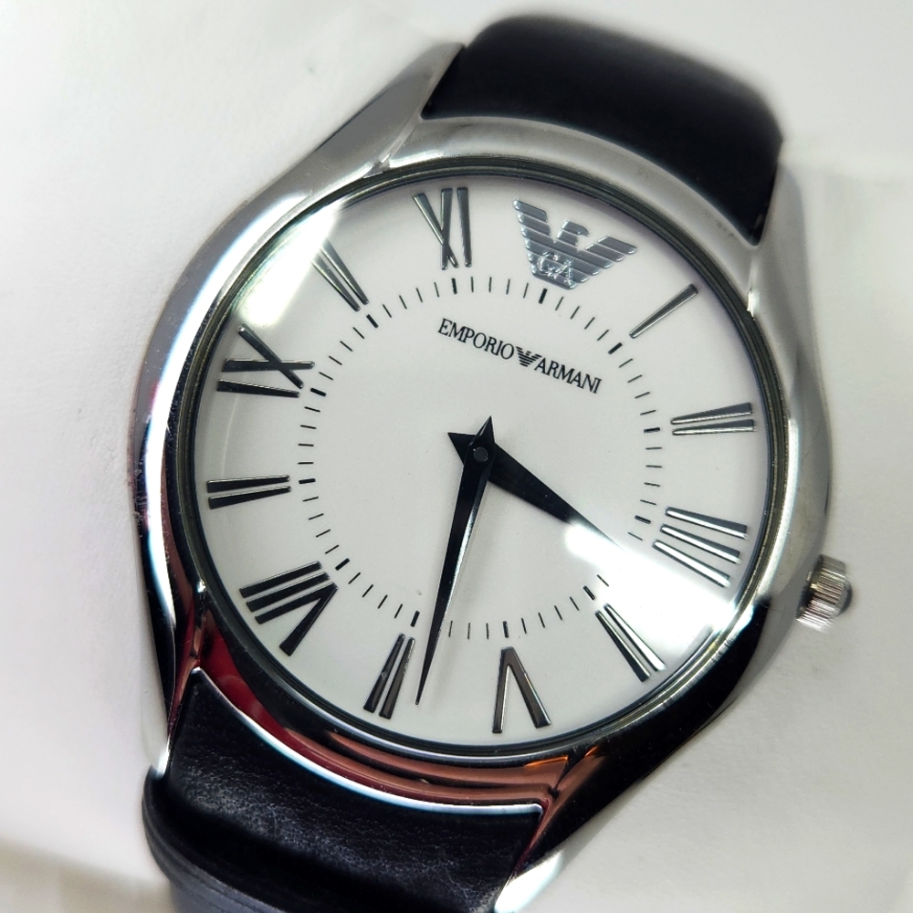 EUC: Emporio Armani Classic Black and Silver Watch